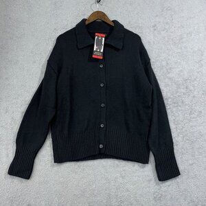 NEW Banana Womens M Republic Black Button-Front Cardigan Sweater Polyester